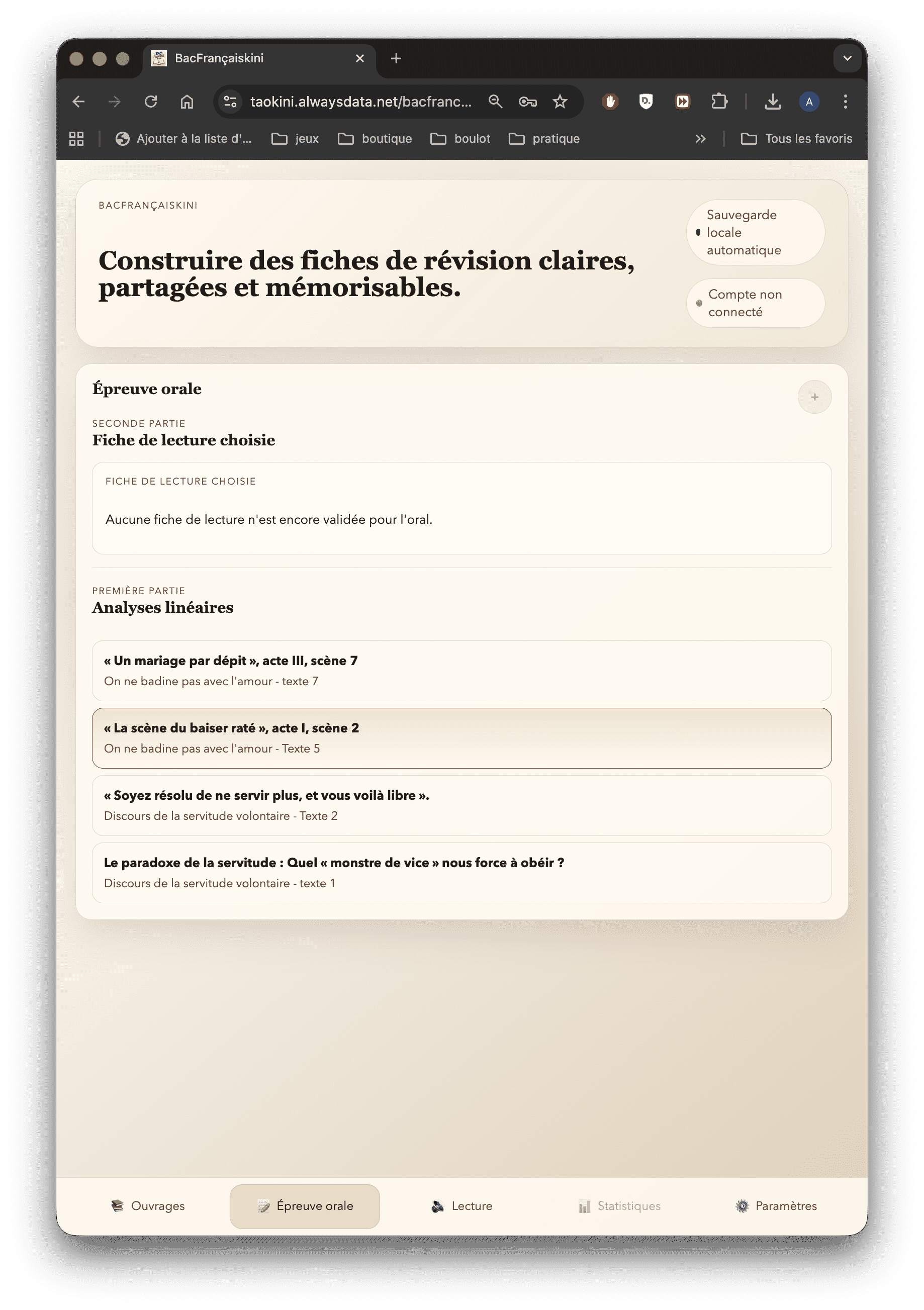Liste des textes BacFrancaisKini