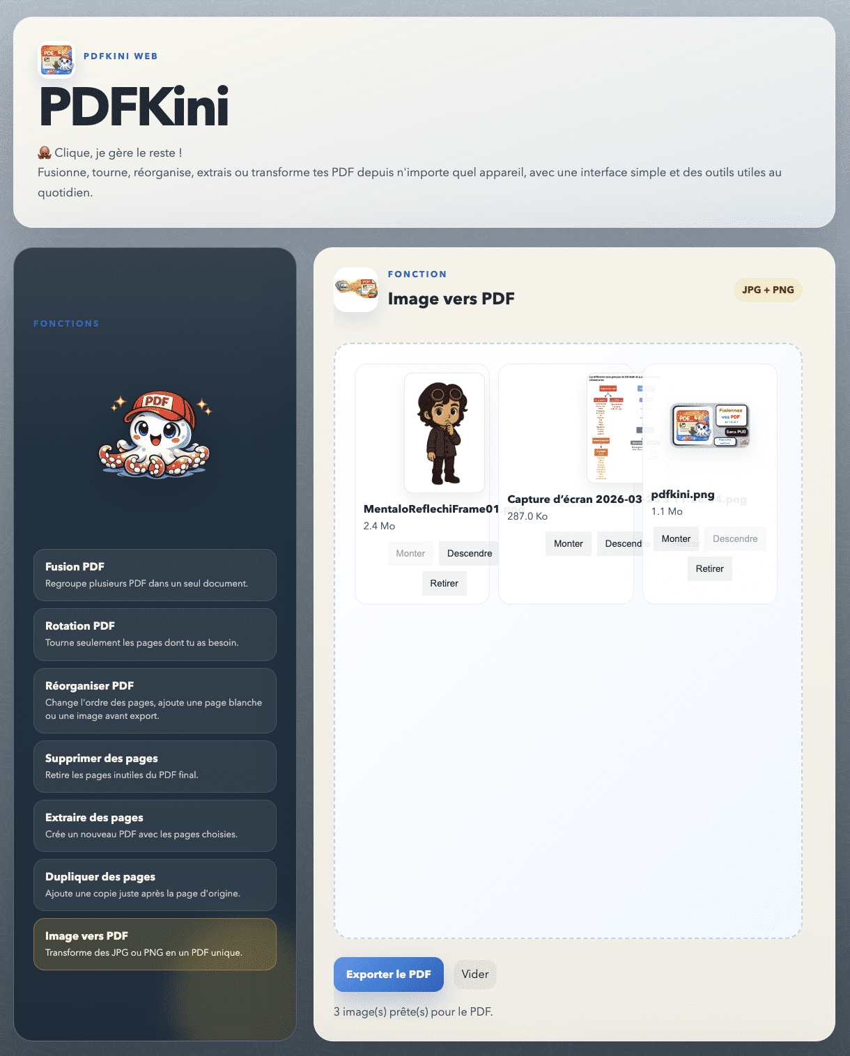 PDFKini – conversion d’images en PDF